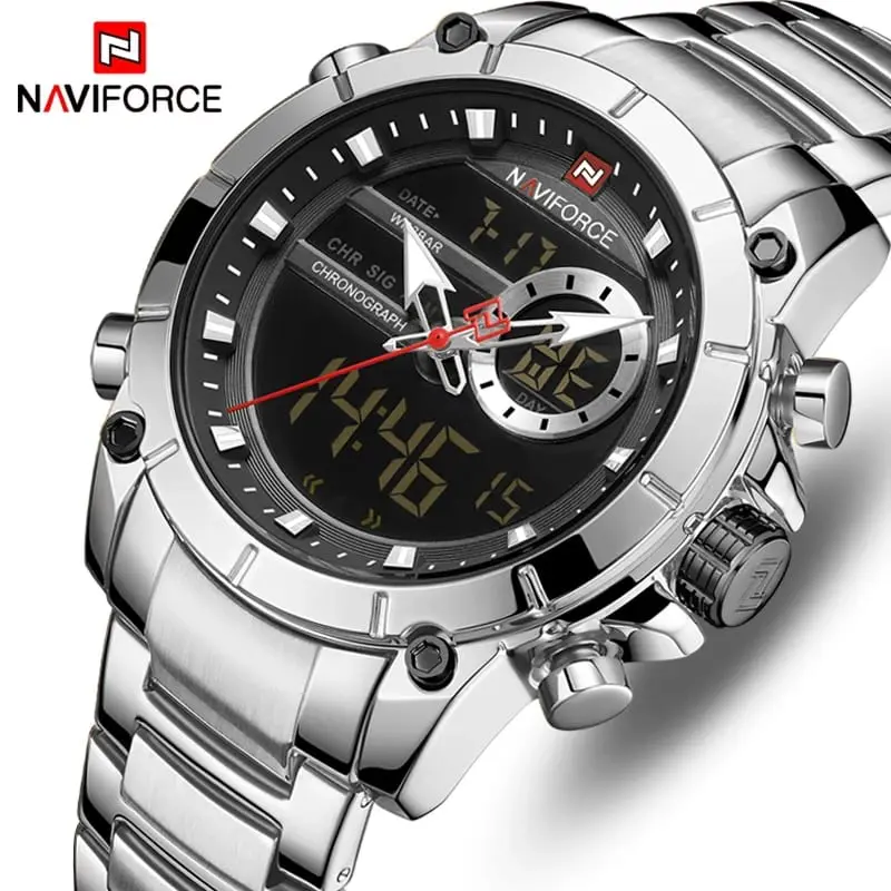 NAVIFORCE NF9163 Military Sport Digital Analog Waterproof Stainless steel WatchNest